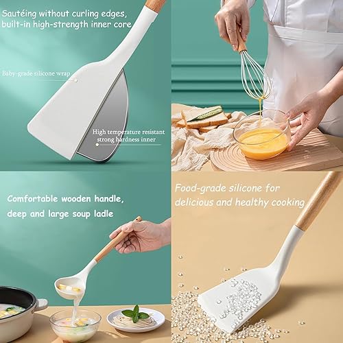 Miniatura 4 de Caliamary - Juego de utensilios de cocina de silicona de 19 piezas con soporte y juego de cuchillos de cocina para cocinar, herramientas de cocina