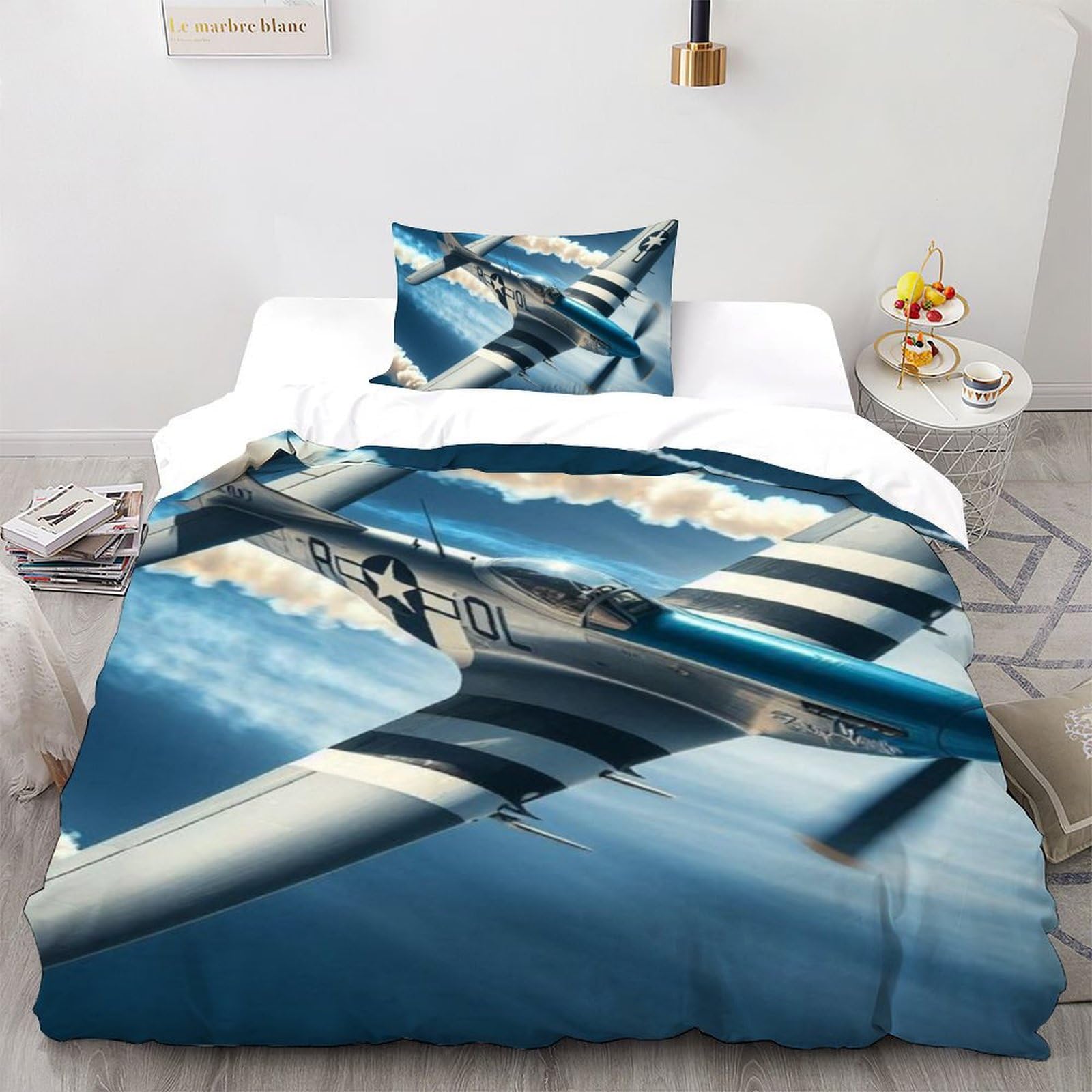 Avion de guerre housse de couette 135x200 pour chambre enfant thème aviation
