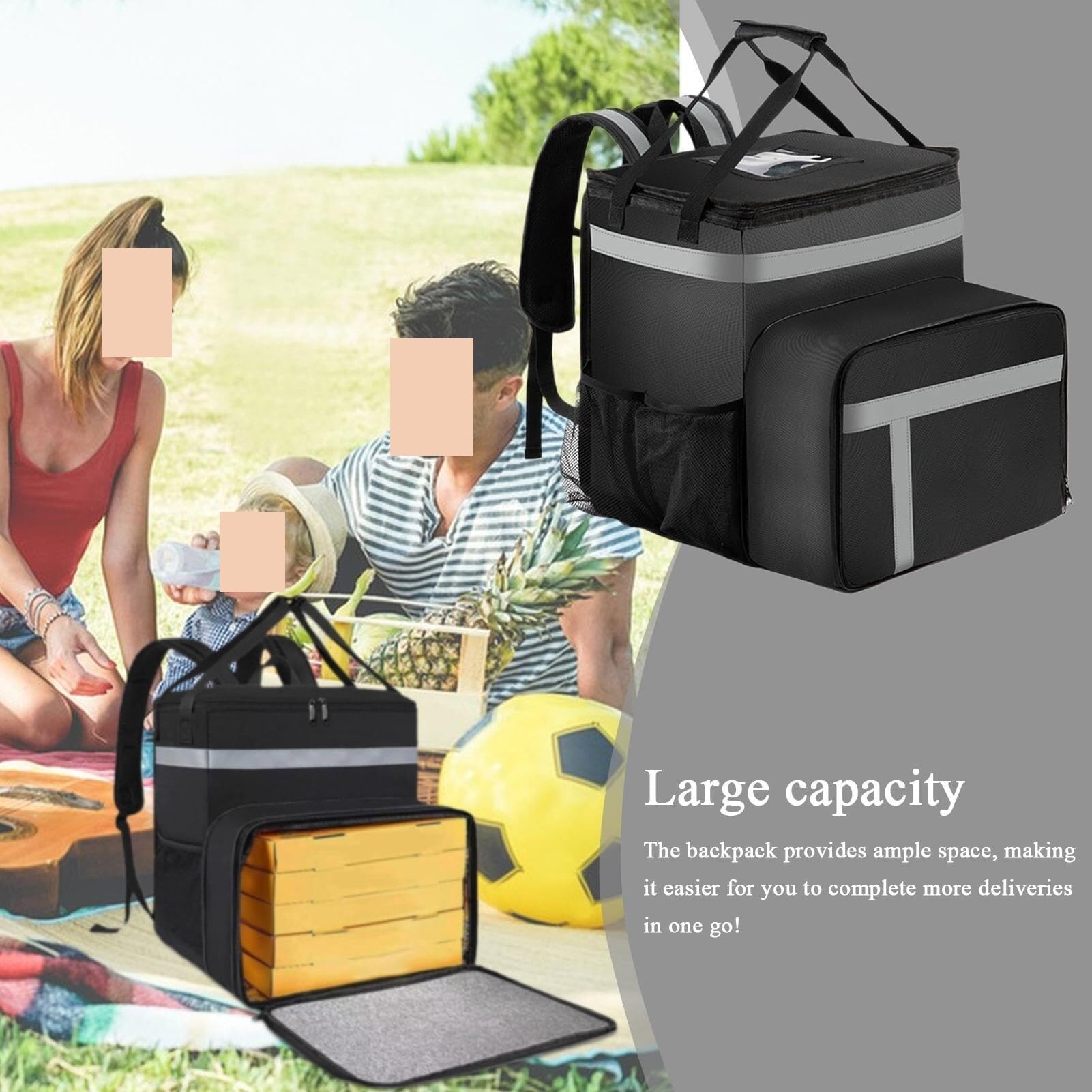 Mochila térmica for Entrega de Comida, Bolsa térmica Grande con Compartimentos for Compras, Camping, Uber Eats y DoorDash.