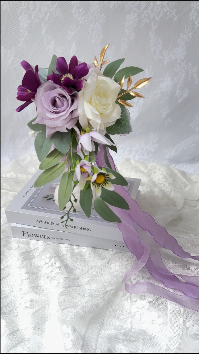 AolKee 21 Pièces Petites Fleurs Artificielles Pour La Décoration, Rose Violet Party Kuchen Dekorationen Für Hochzeitsfeier Brautstrauß Fleur Cheveux