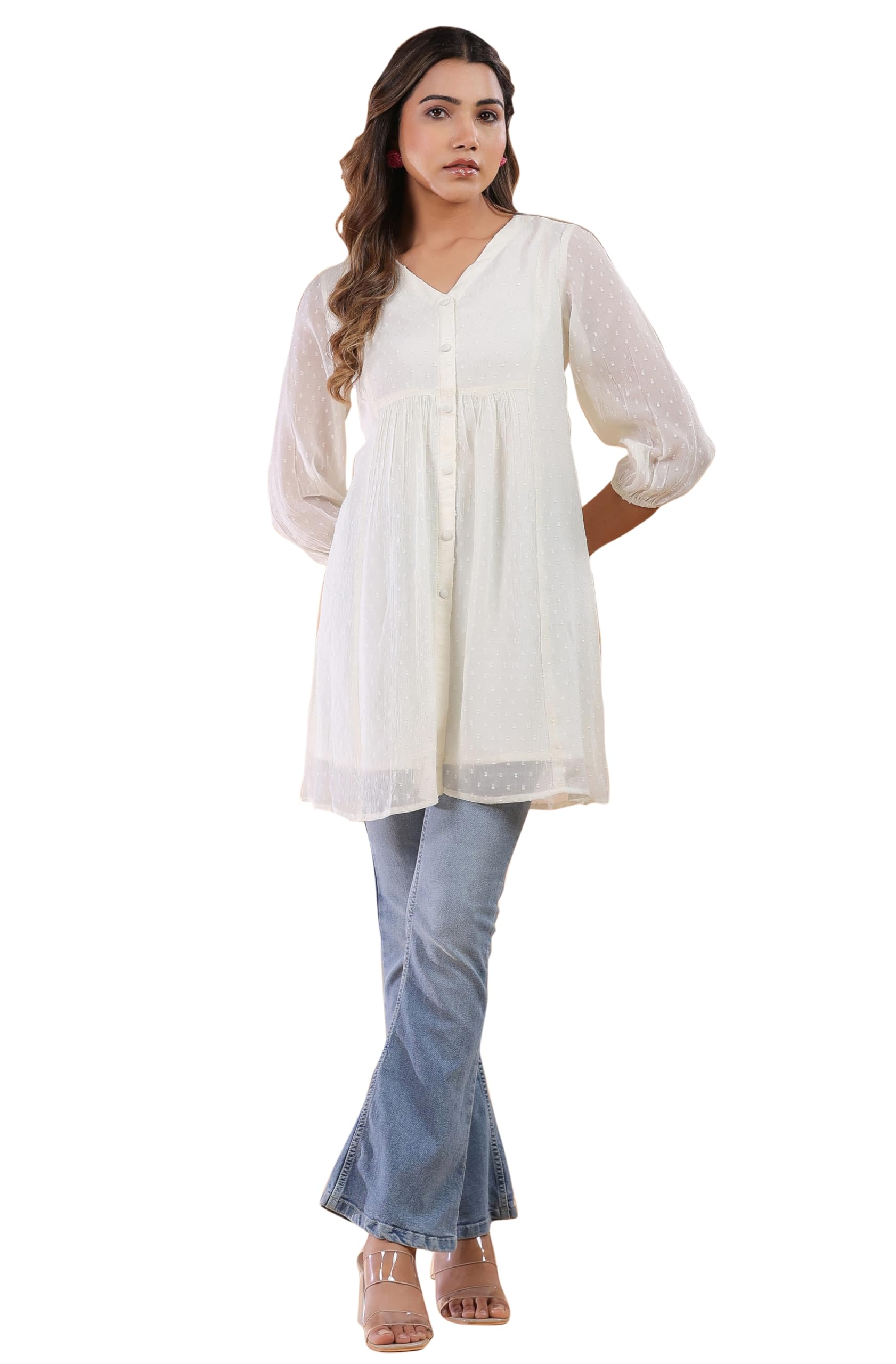 Women's Georgette Floral Printed Gathered Tunic-image-20