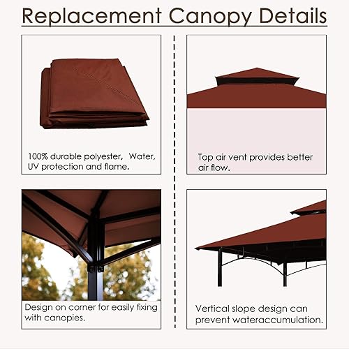 Miniatura 9 de Hugline - Toldo de repuesto para kiosco de parrilla  Hugline 5 x 8 para exteriores, cubierta de tienda de campaña de barbacoa de doble nivel, apta