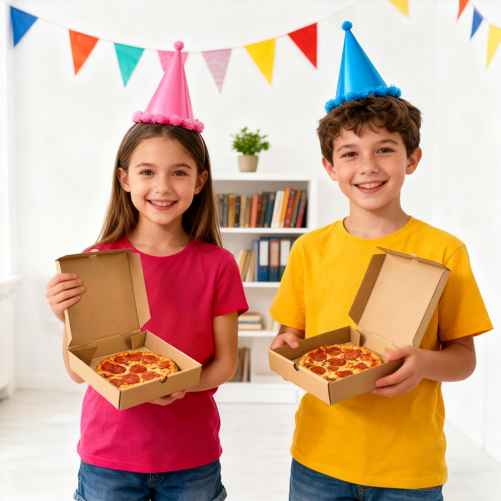 Covzoe Paquete de 40 cajas de pizza, 7.3 x 7.3 x 1.6 pulgadas, contenedores de pizza corrugados Kraft para llevar, cajas de entrega de alimentos, recipientes de embalaje de regalo para pizza,