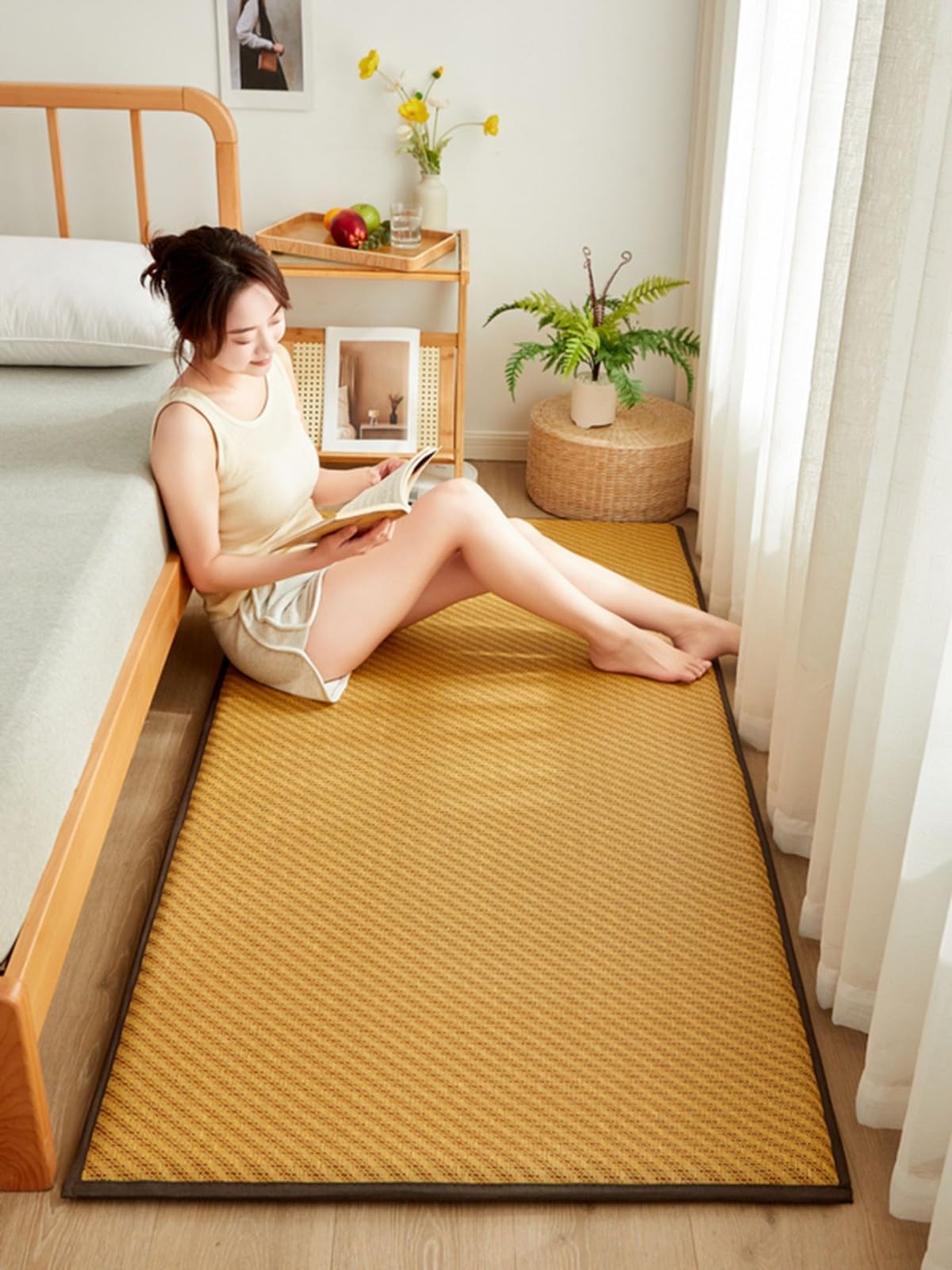 Bamboo Bunkie Board - Folding Bed Support for Queen & Double Mattresses Nylon Cord Replacement 120x190 cm Perfect for Comfort & Stability