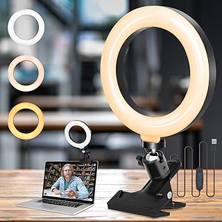 NANONAN LED Ring Light, 6.3 inch Desktop Selfie Ring Light, 3 Dimmable Modes 3000-6000k Video Conference Lighting Kit, for Video Calls, Live Streaming, YouTube, TikTok, Makeup Vlogs