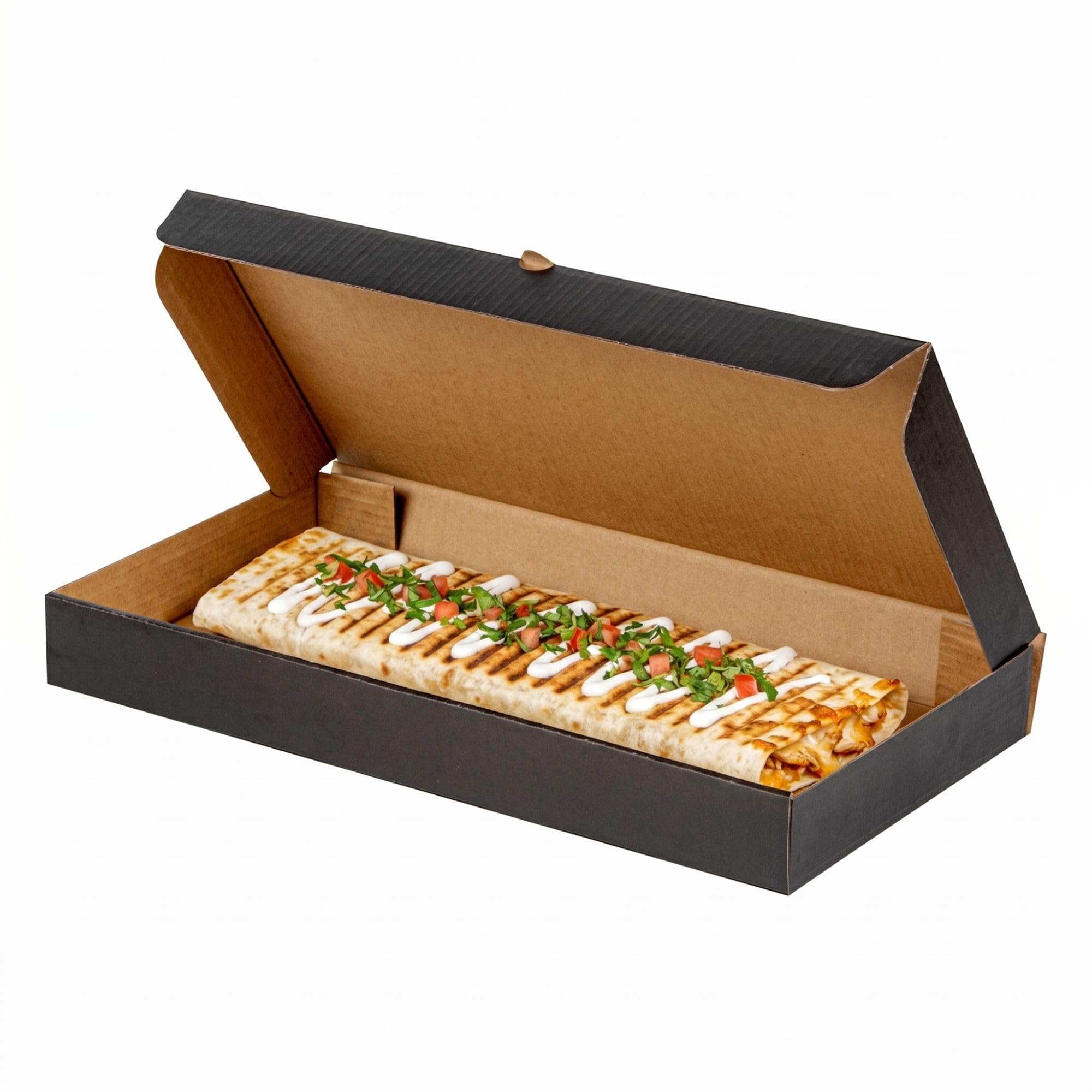 Restaurantware Pizza Boxes 50 Count 14 x 7 x 1.5 Inches Paper Flatbread Delivery Packaging Corrugated Cardboard Tab-Lock Grease-Resistant Black