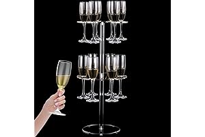 2 Tier Acrylic Champagne Display Stand with LED Lights for Weddings and Parties