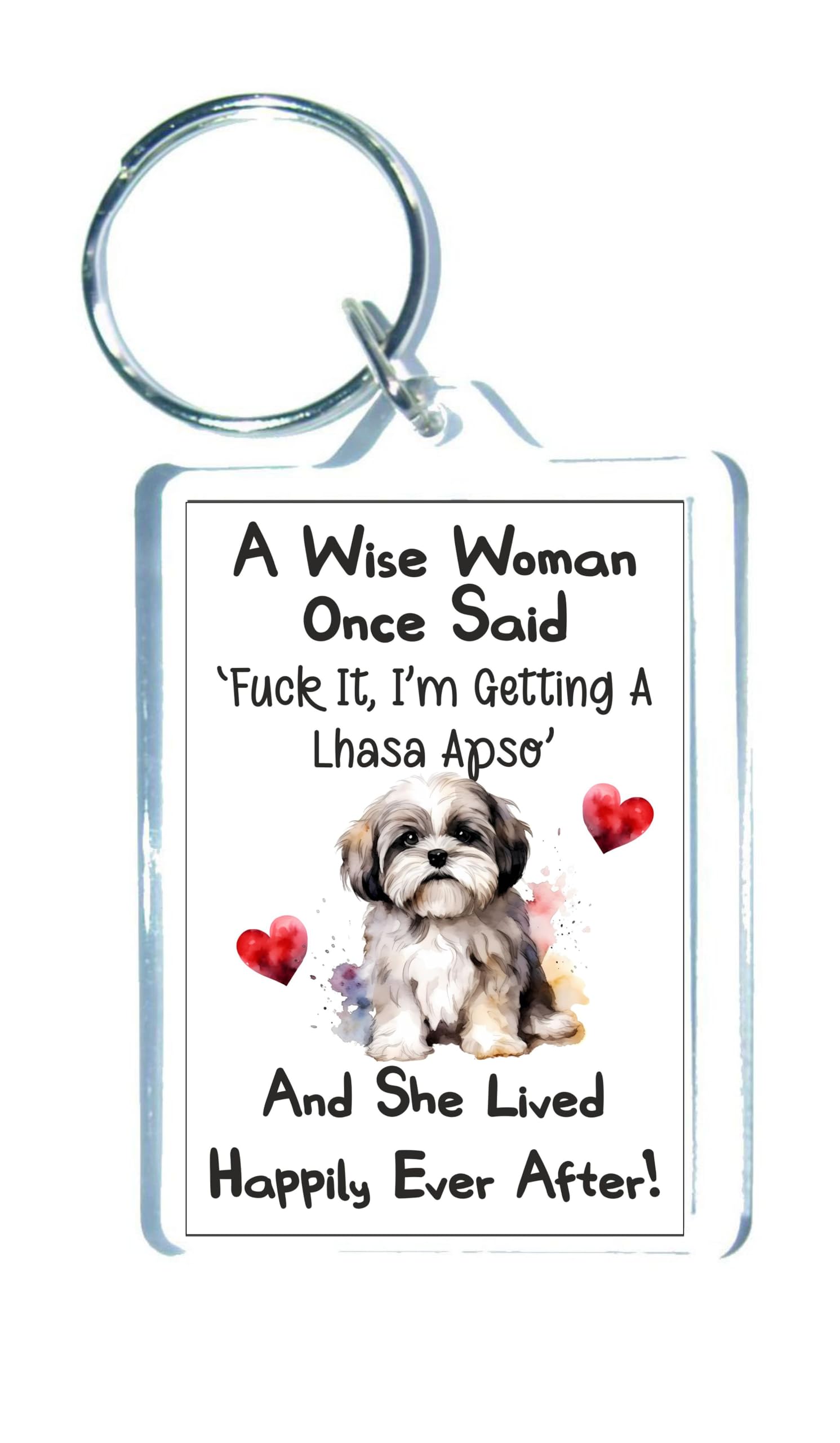 Decalarama Dog Keyring Gift – A Wise Woman Once Said Fuck It I'm Getting A Lhasa Apso – Fun Rude Cute Pet Key Fob Novelty Present