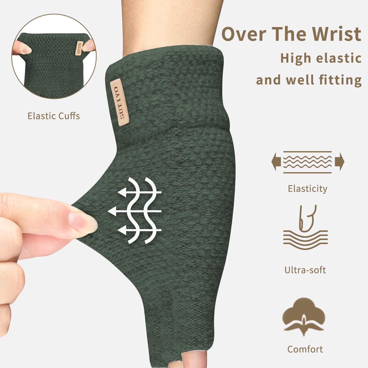 SUTIYO Guanti Senza Dita Caldi Guanti Invernali Termici in Maglia Elastici per Uomo e Donna da Sportivi Ciclismo Running Corsa Guida Lavoro