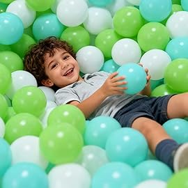 GOGOSO Ball Pit Balls for Toddlers, Green Balls for Ball Pool Birhtday Party Girls Kids with Storage Bag, 2.17inches 100pcs