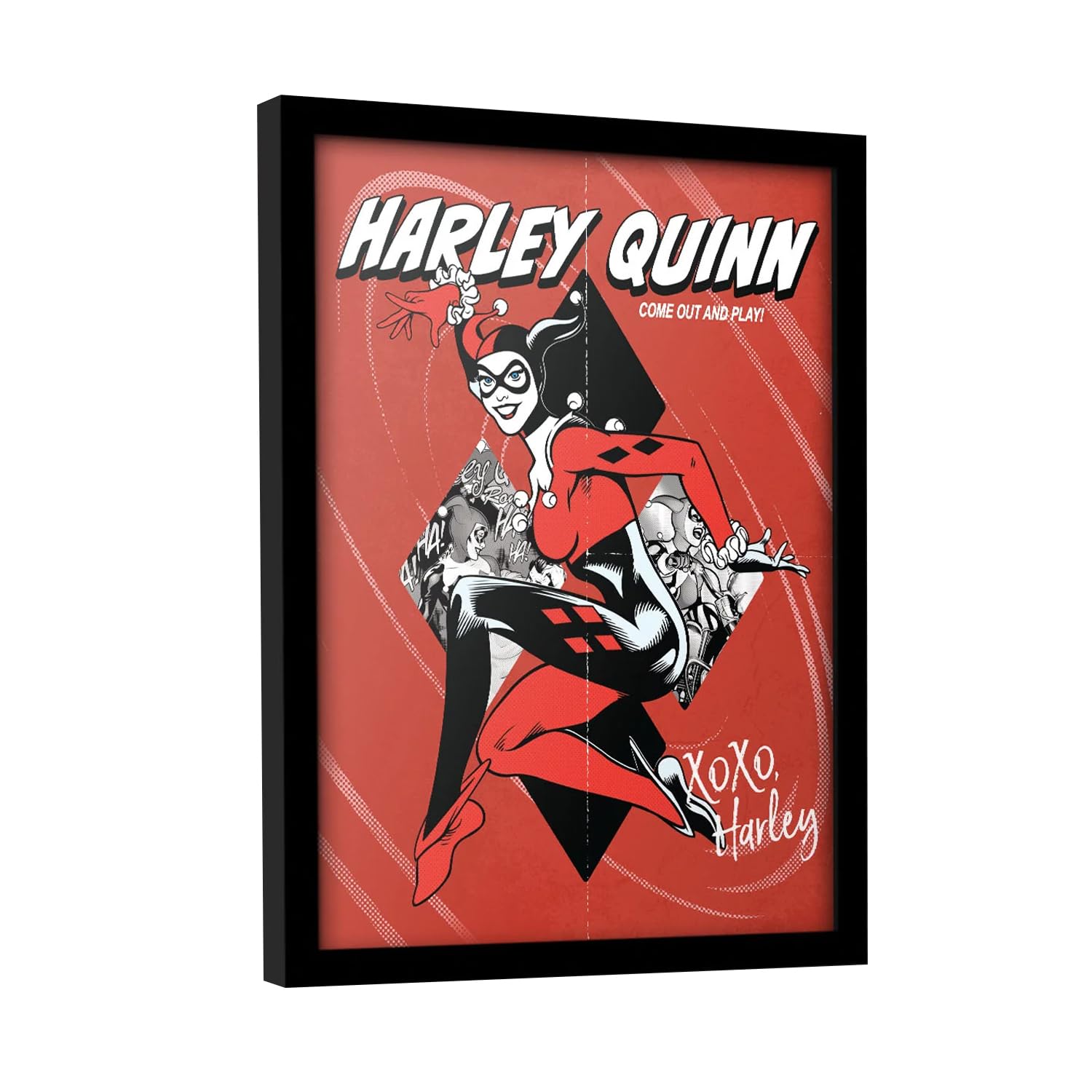 BATMAN Harley Quinn Play Framed Poster (40cm x 30cm) (Red/White/Black)