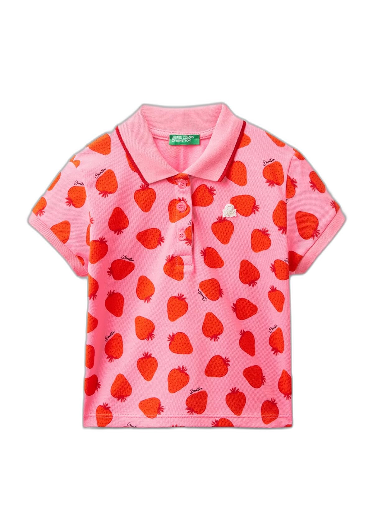 United Colors of Benetton Mädchen Poloshirt M/M 3lryg300q Polohemd, Rosa, 18 Monate