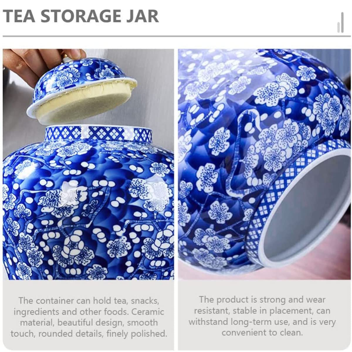DKULMN Barattoli Decorativi, Barattolo di Porcellana Blu e Bianco con Coperchio, Scatola portaoggetti in Ceramica Cinese Antica Porcellana Blu e Bianca, Perfetto per Qualsiasi Stanza della Tua casa,S