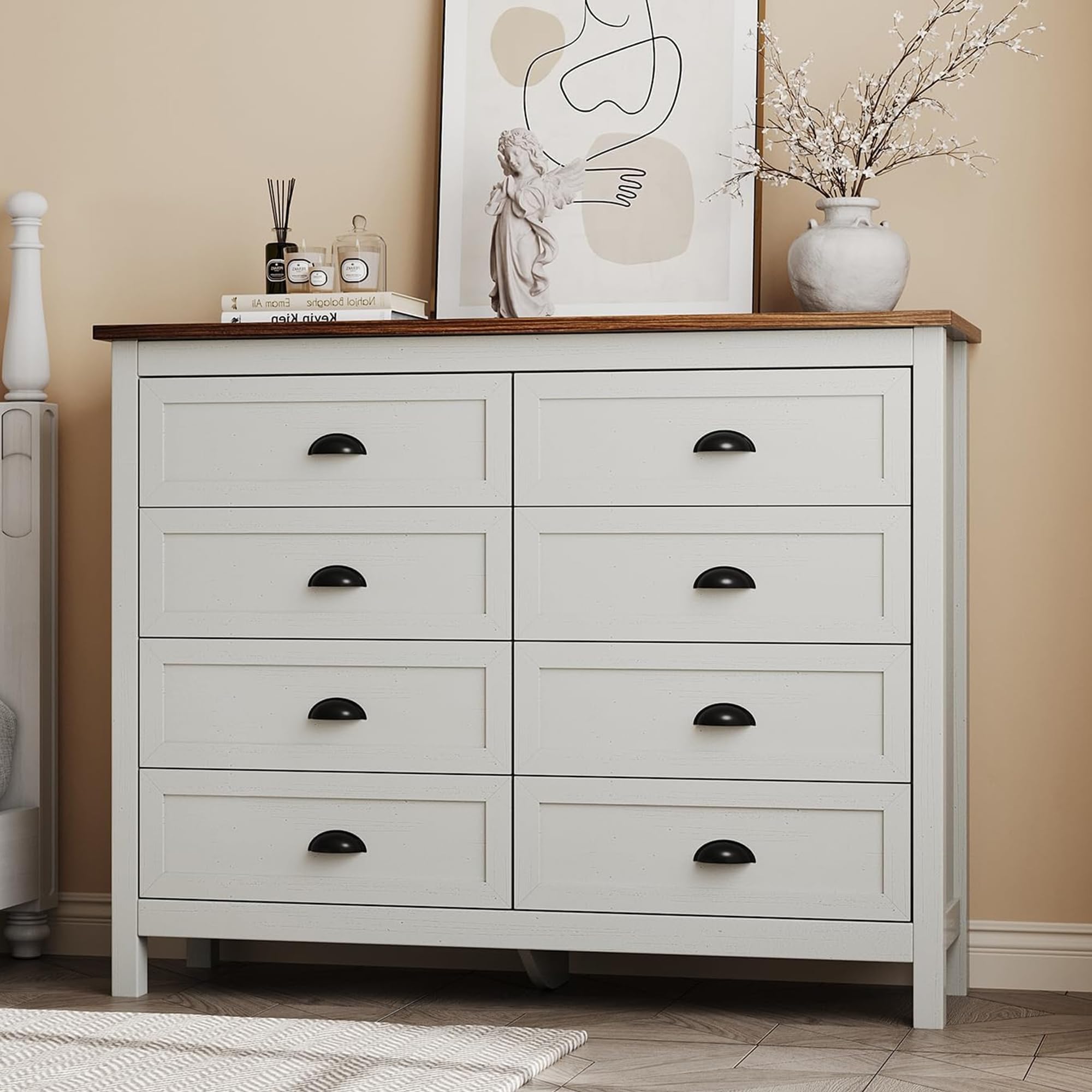 SINROM Farmhouse White Dresser for Bedroom