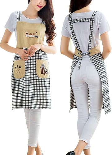 NEWGEM Bonito delantal de pintura de cocina con bolsillos para mujeres, artistas, chef, horneado, jardinería