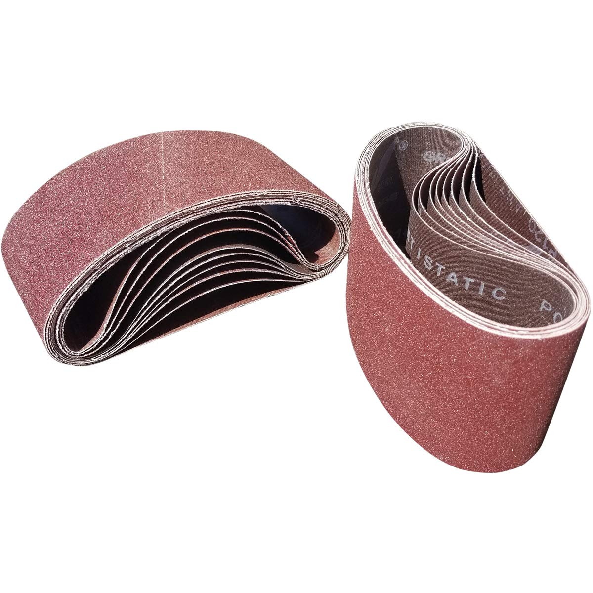 20 szt. ściernych pasów szlifierskich 10 cm x 53 cm – po 5 sztuk po 40, 80, 120, 240, 240, do szlifierki taśmowej (10 x 53 cm)