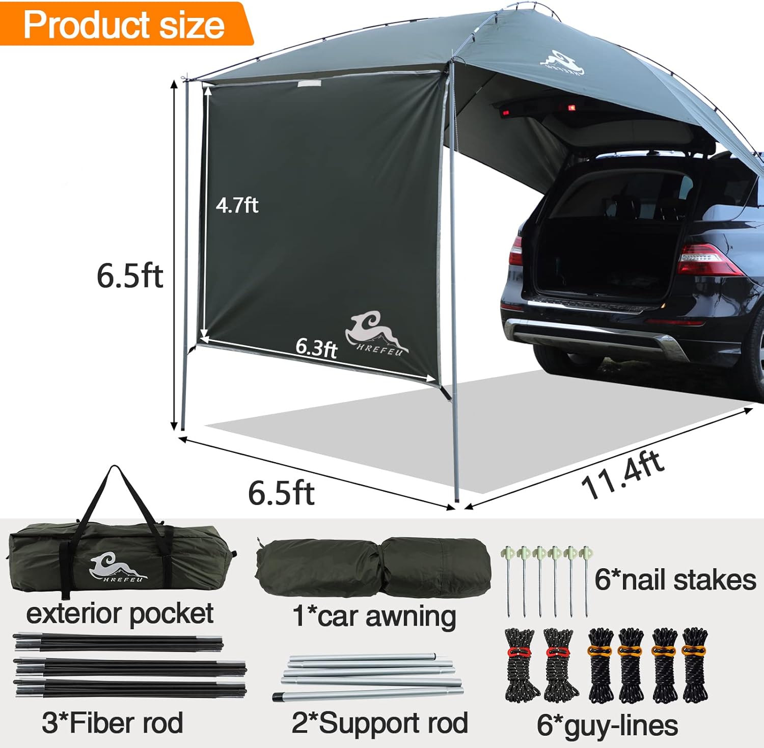 SUV Tailgate Tent with Awning,Waterproof 3000MM UPF 50+,Tailgate Shade Awning Tent for Full Size SUV/Van/MPV/CUVCamping (Large Size) SUV Tailgate Tent with Awning,Waterproof 3000MM UPF 50+,Tailgate Shade Awning Tent for Full Size SUV/Van/MPV/CUVCamping (Large Size)
