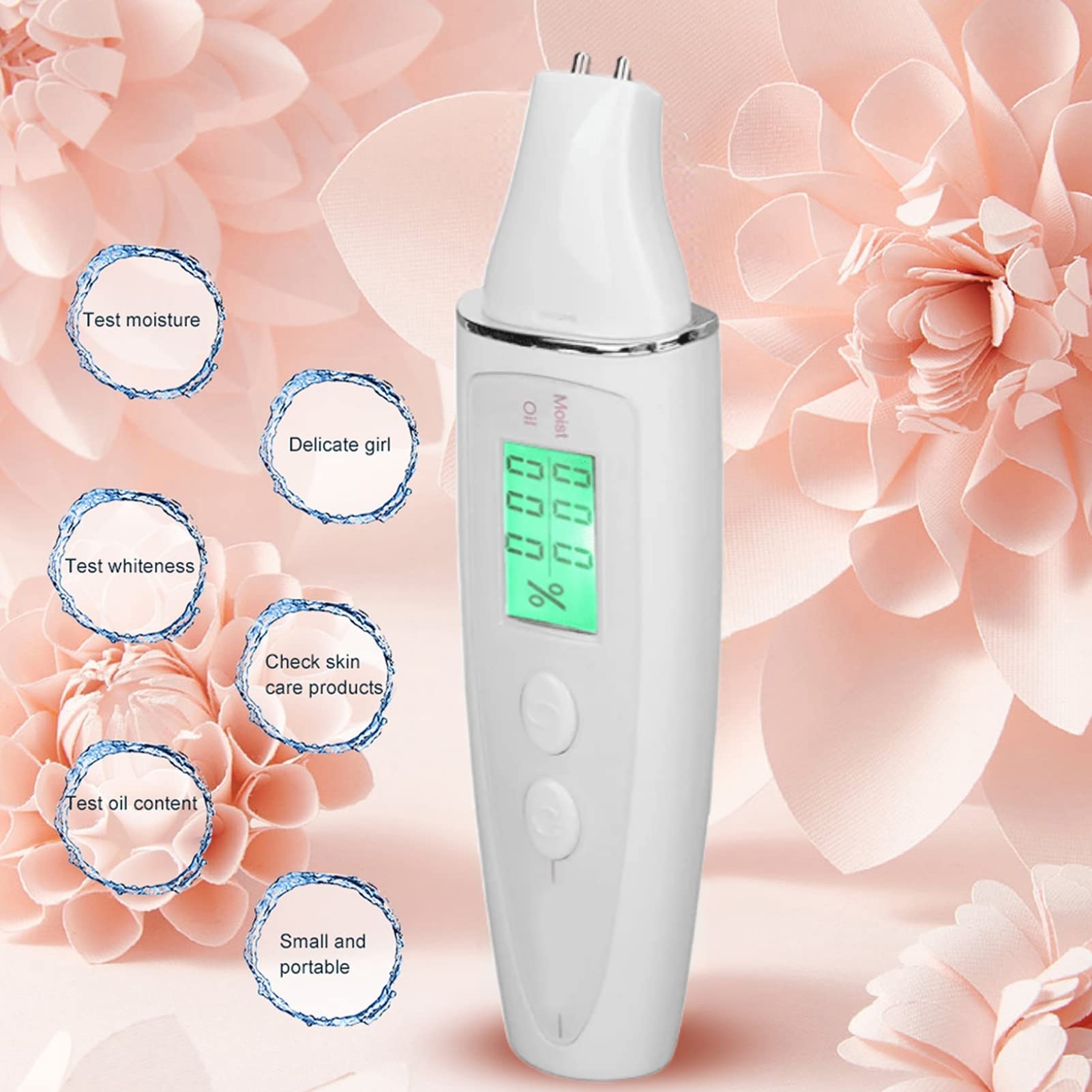 Probador de Piel Facial Con Pantalla Inteligente, Medidor Preciso de Humedad y Grasa Cutánea Portátil con Pantalla LED para Salón, Spa o Uso Doméstico Digital Skin Detector