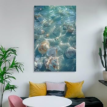 Amazon.co.jp: 絵画 ビーチの美しい貝殻インテリア 絵画 美しい