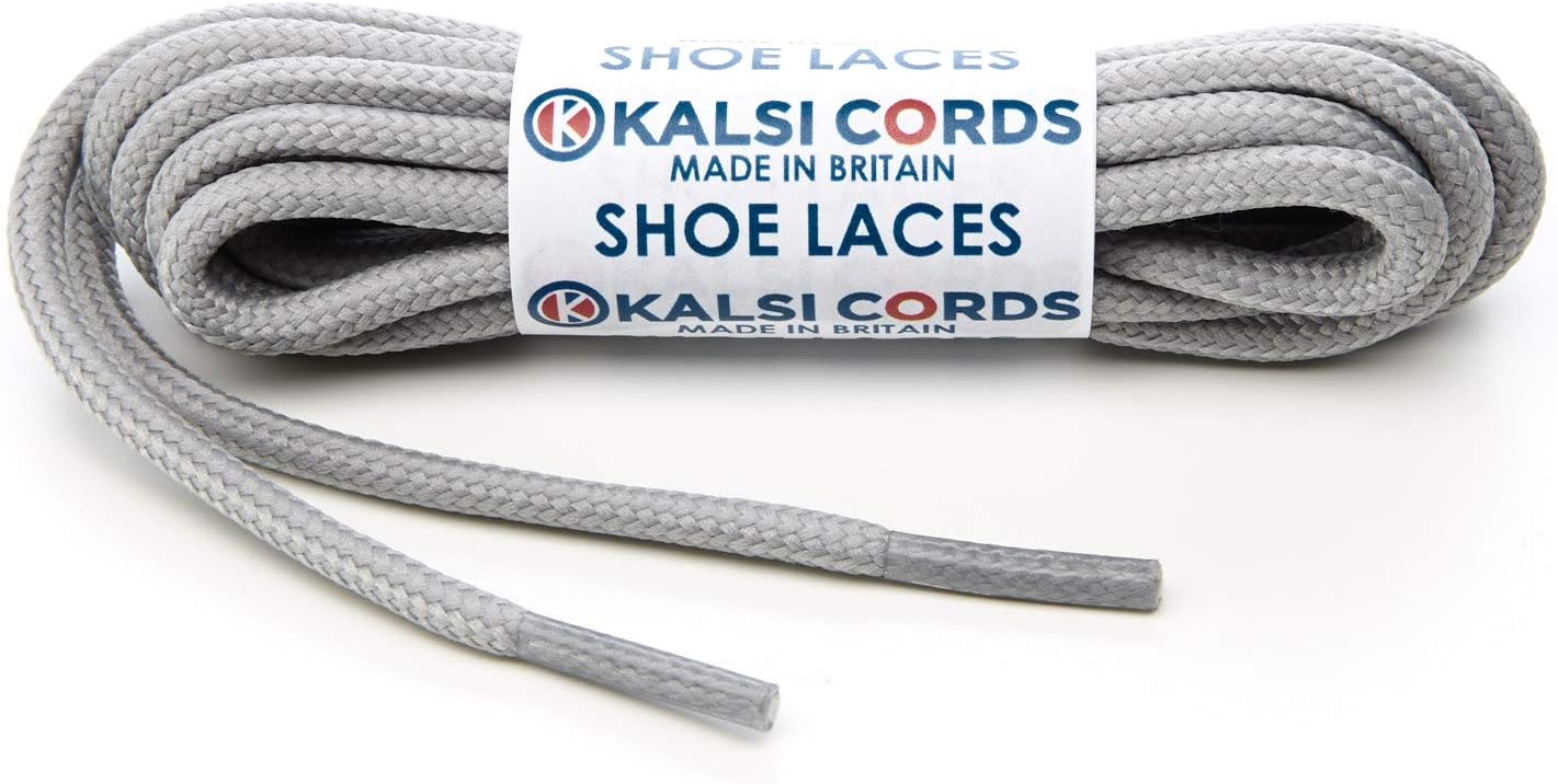 Kalsi CordsLight Grey 5mm Round Cord Shoe Laces Strong & Durable Rope Laces for Boots Trainers Sneakers Huge Choice of Sizes for Kids & Adults