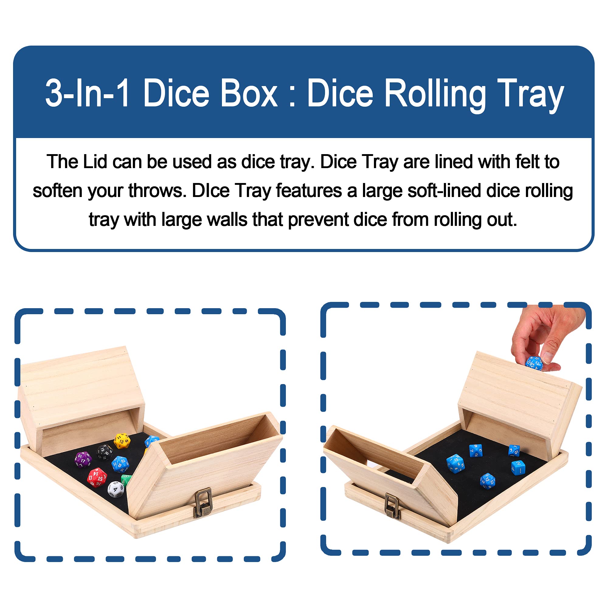 DRZERUI Dice Tower and Rolling Tray, DND Dice Tray and Dice Box Storage