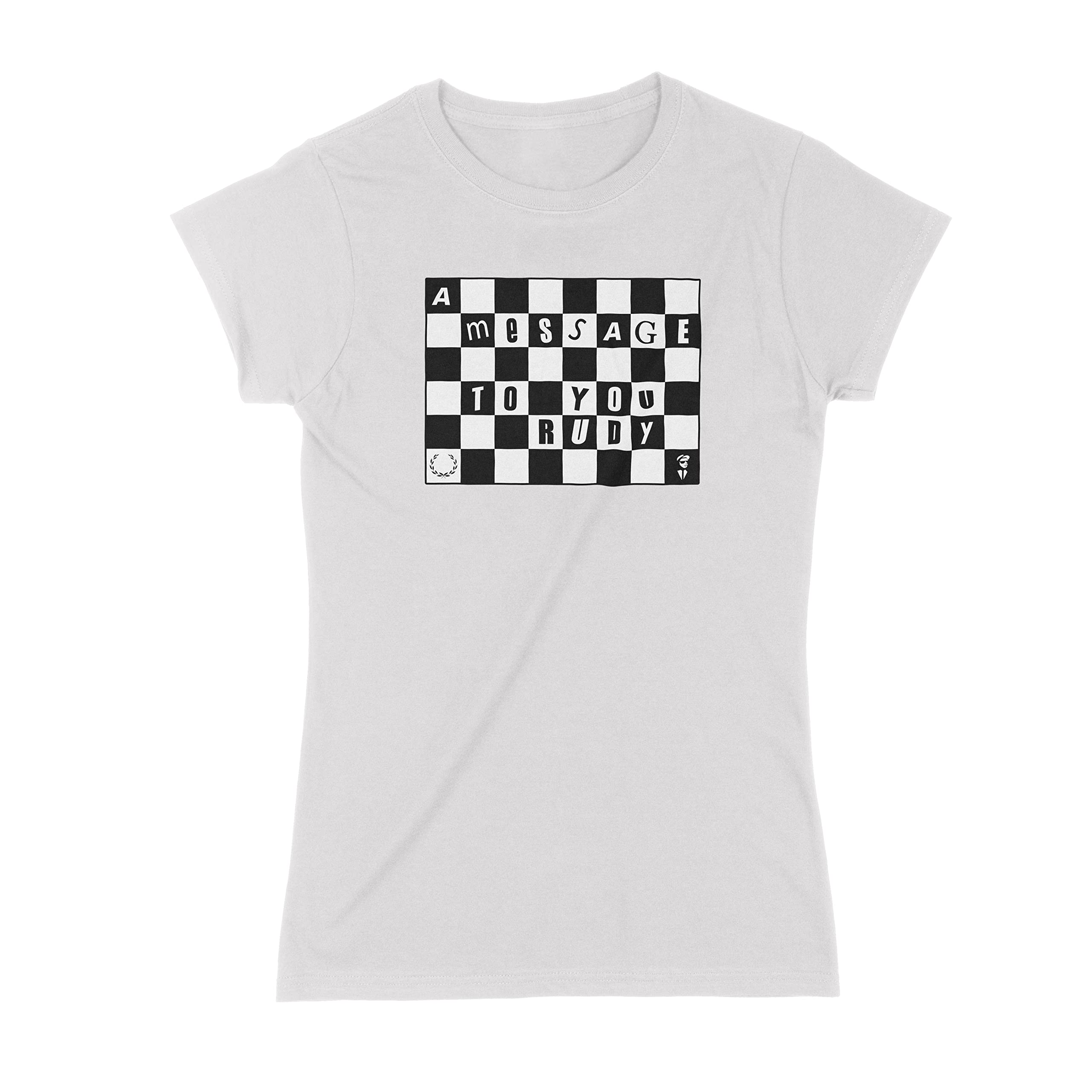 Tribal T-Shirts Women's White A Message To You Rudy Ska T-Shirt (Medium, )