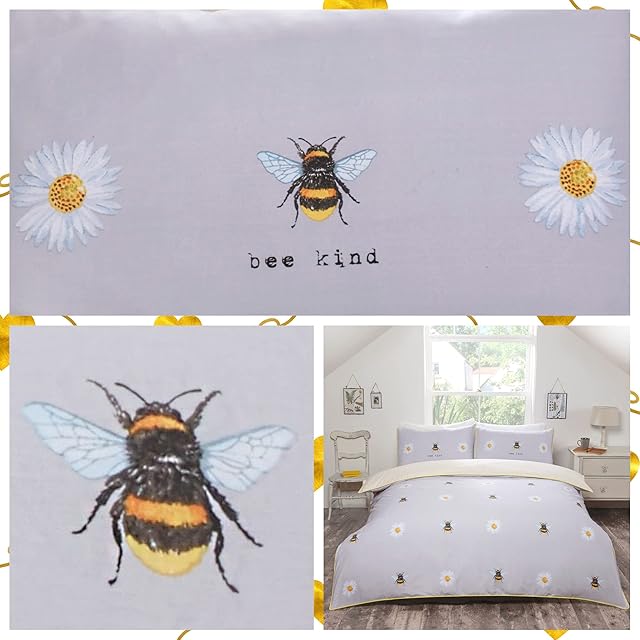 Bedding Heaven® DOUBLE SIZE - BEE KIND - DAISY - BEES - DUVET COVER SET
