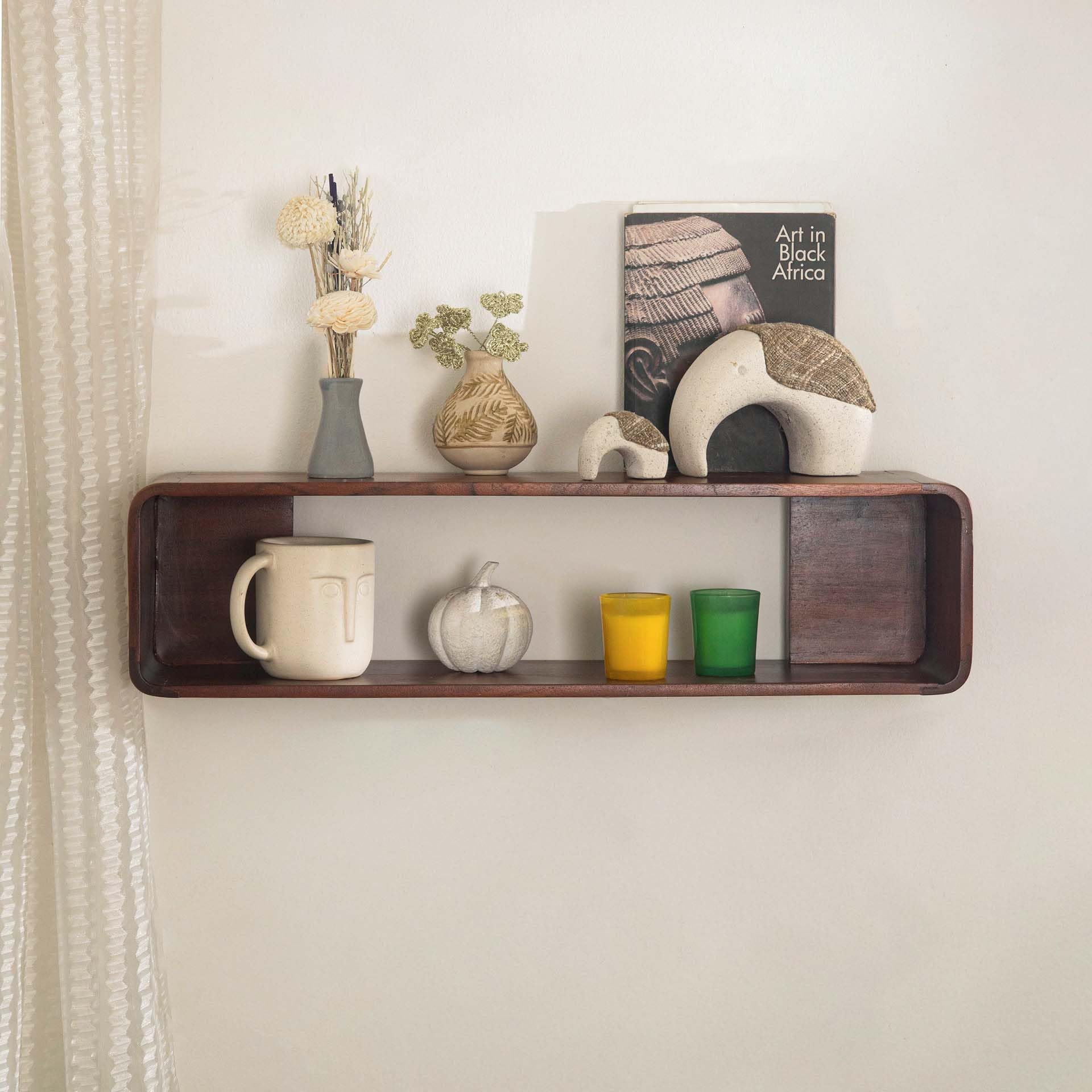 Ellementry Boxy Wooden Wall Shelf, Home Decor Items Wall Mounted Book Shelf Shelves for Living Room, Kitchen & Bedroom Decoration Floating Wall Shelves Hanging Wall Mount Display-image-11