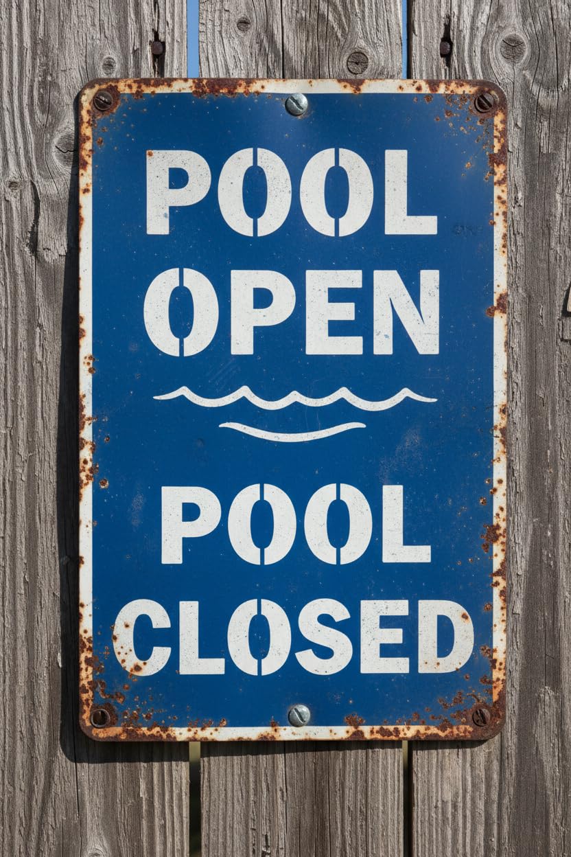 Wall Decor Pool Open Pool Closed 2-sided Sign. 8x12Inch Metal Vintage Signs Aluminum Plates Printed