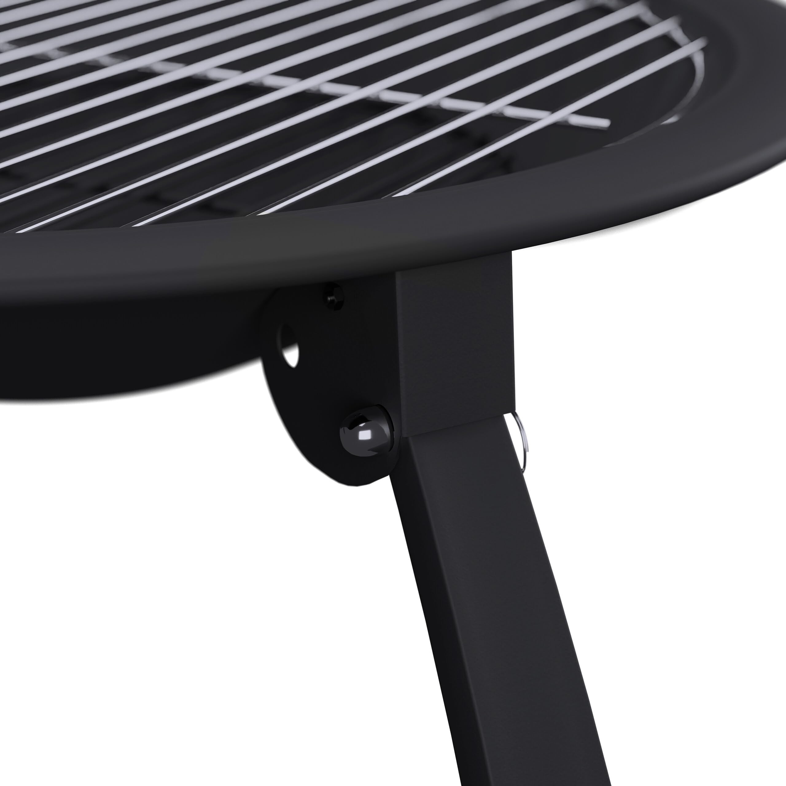 Relaxdays Braciere da Esterno con Parascintille, Griglia e Attizzatoio, Grill da Giardino e Terrazzo, D: 51 cm, Nero