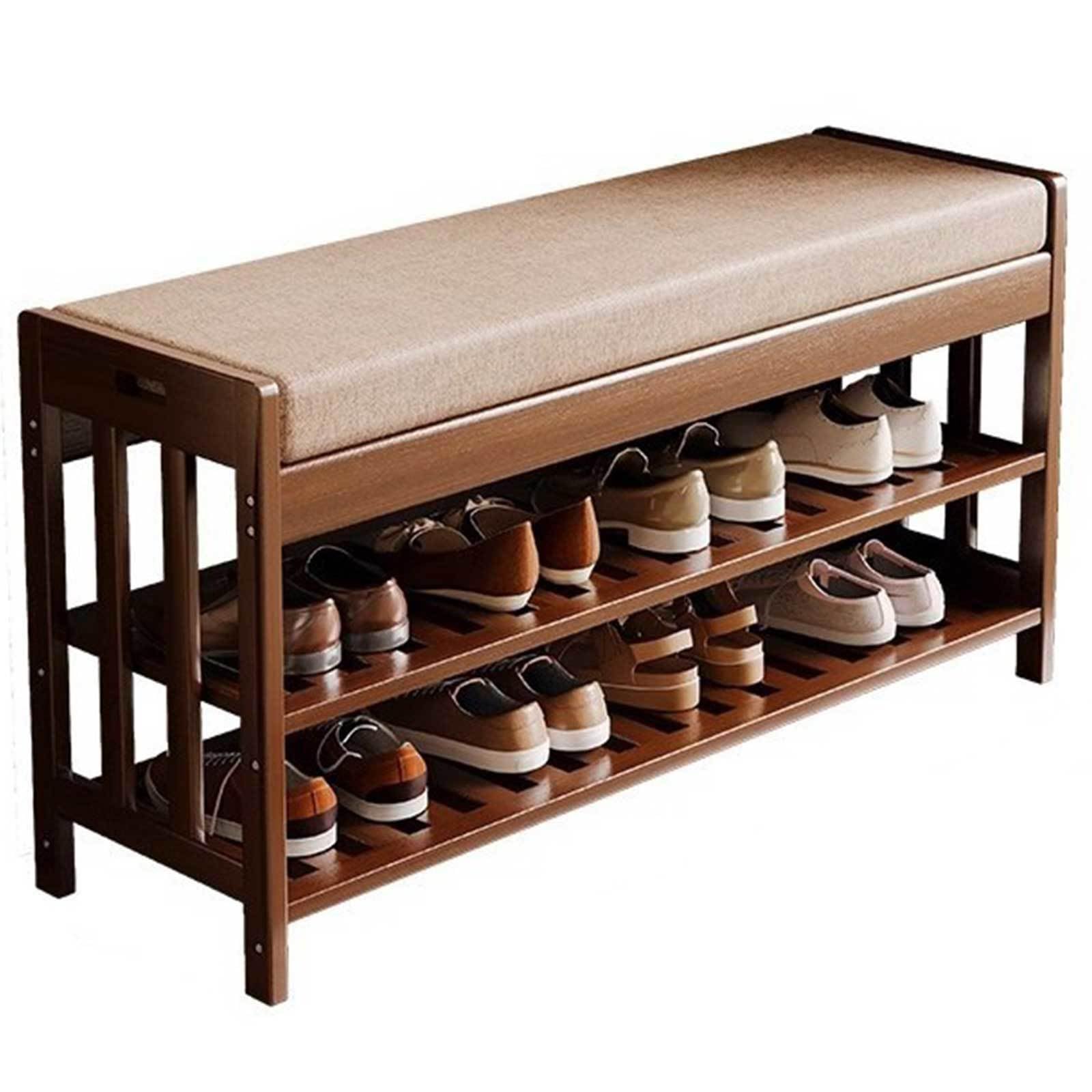 Banc à chaussures en bambou élégant avec assise premium pour meuble de salon
