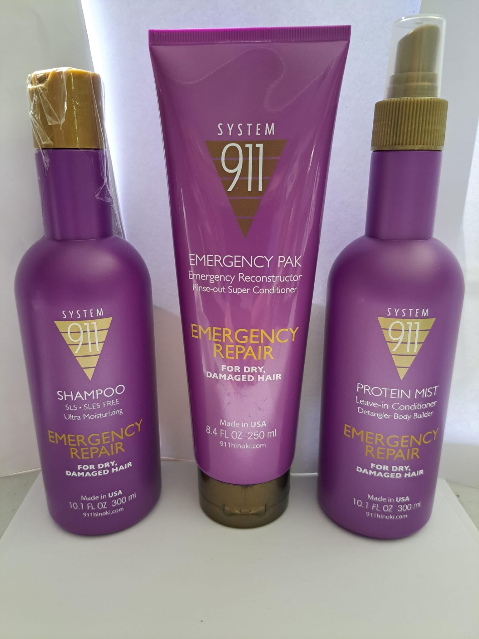 Hayashi Emergency Pak 8.4oz & 911 Shampoo 10.1oz & 911 Protein Mist 10.1oz