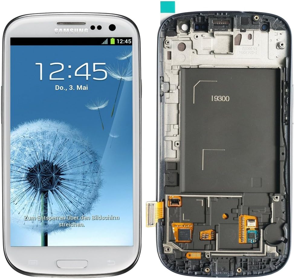 Samsung Galaxy S3 LCD Screen Replacement with Frame i9300 White,For Samsung Health(TM)LCD Display Touch Digitizer Screen Replacement Assembly for Samsung S3 I9300 4.8 inch