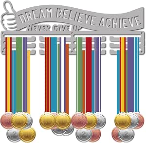 CREATCABIN Medal Display Rack | 'I Believed I Could So I Did' Wall Mount | Holds 60+ Medals