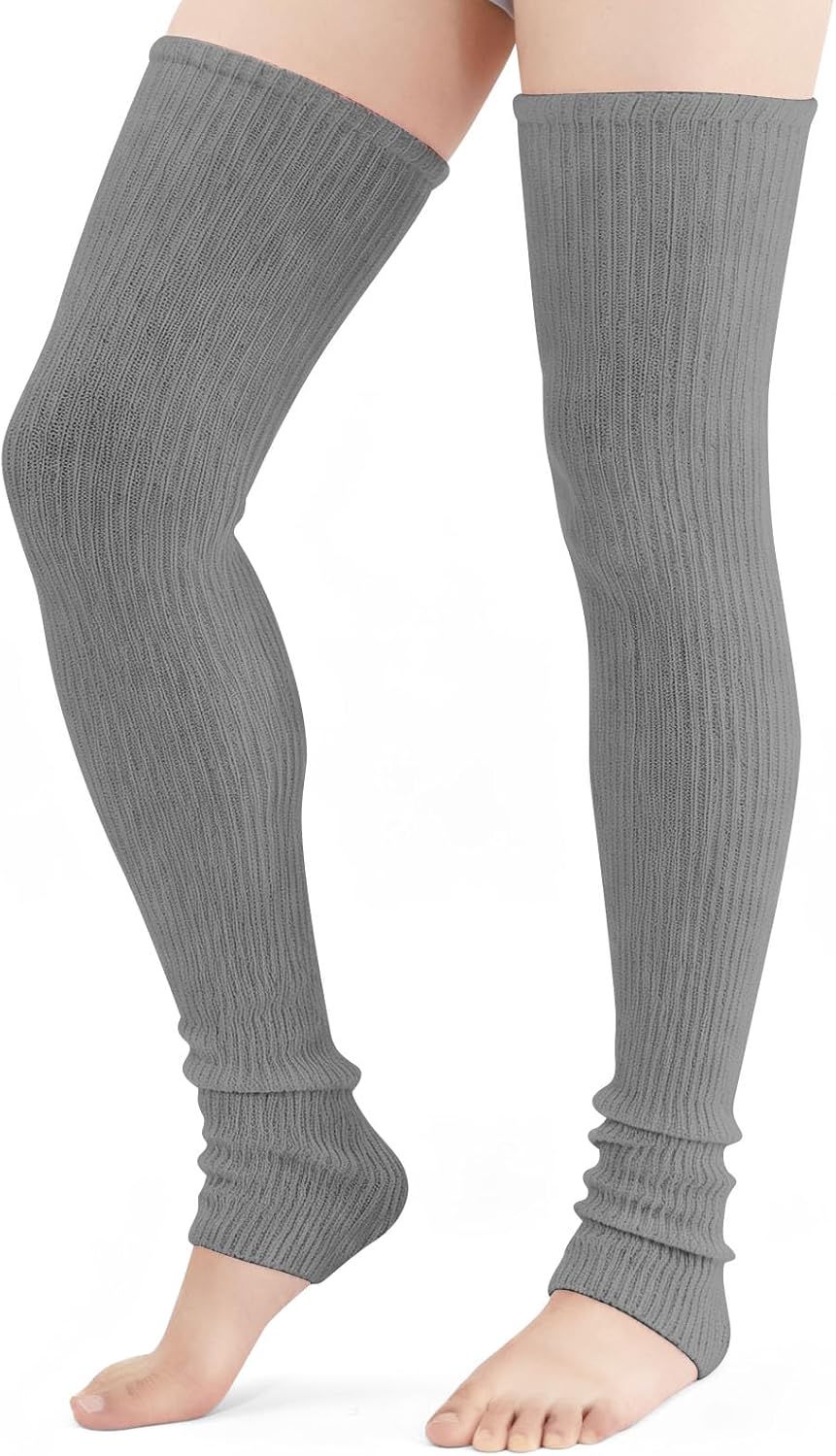 Stretchy Knit Thigh High Leg Warmers, Winter Knitted over the Knee Socks, Thick Footless Socks For Women