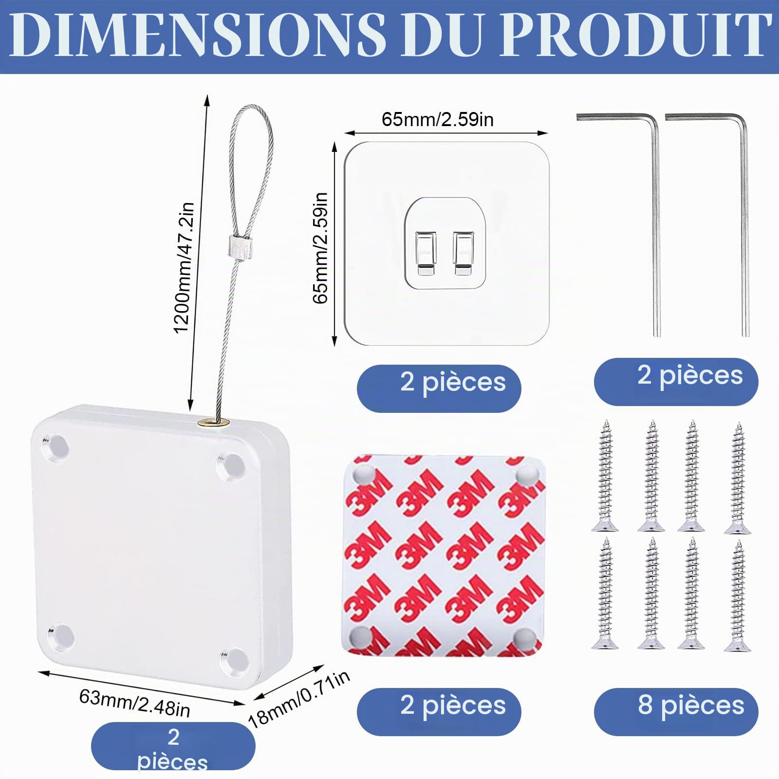 2 Pièces Ferme-Porte à Capteur Automatique, Porte à Capteur Automatique Sans Poinçon Automatic Door Closer, Ferme-Porte Automatique Avec Capteurs Avec Cordon de Serrage(Force Traction: 800g)