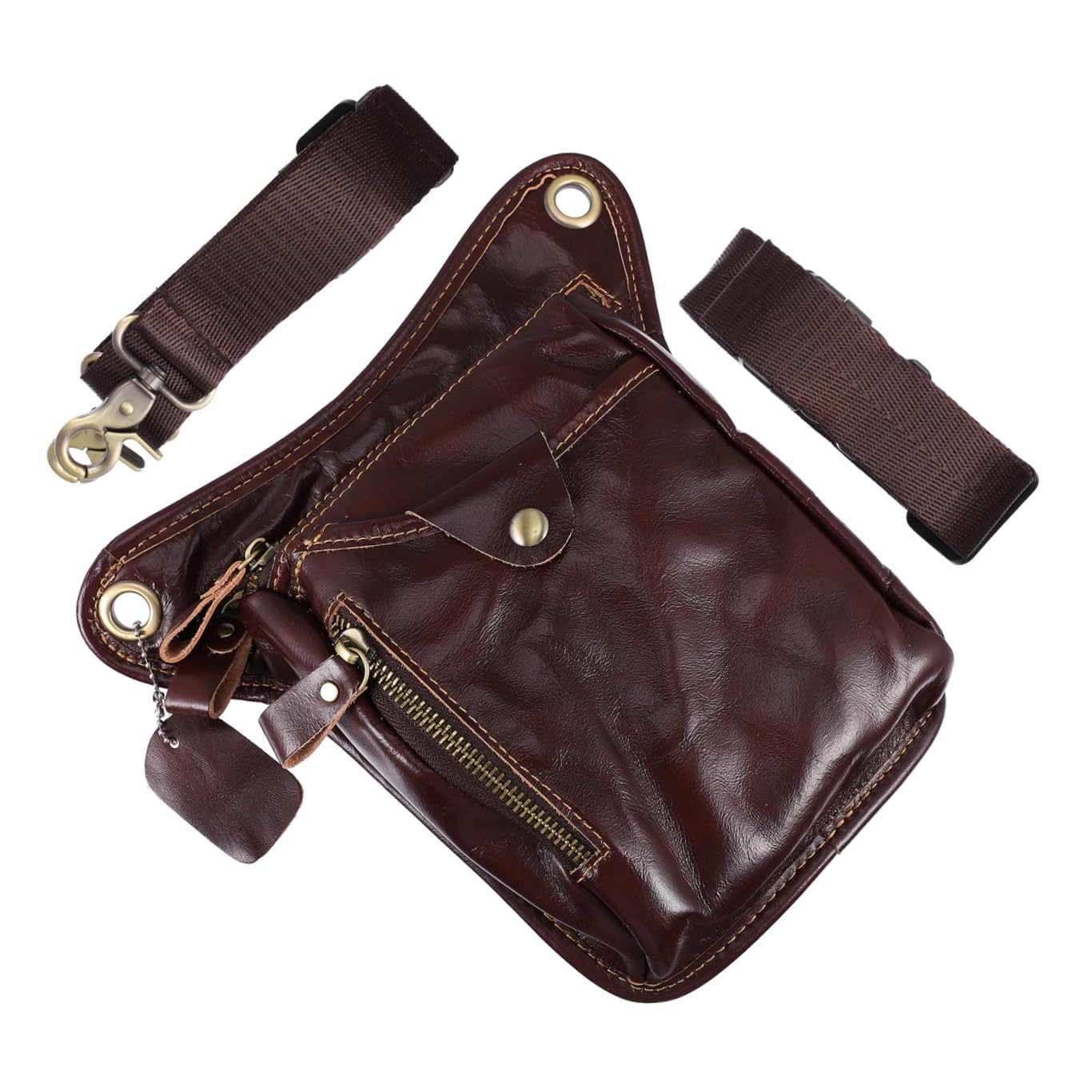 Marsupio Uomo Vintage in Pu Rosso per Ciclismo e Jogging