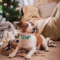 Vista 3 de ADOGGYGO Collar de Navidad para perro con pajarita, collar ajustable con corbatín para perro, collar de Navidad a cuadros rojos y verdes para perros