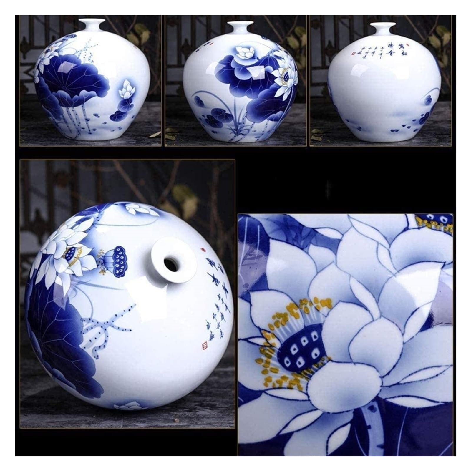 Vasen Vase aus Keramik, handgefertigt, Kunsthandwerk, Lotusmuster, Wohnzimmer, TV-Schrank, Heimdekoration