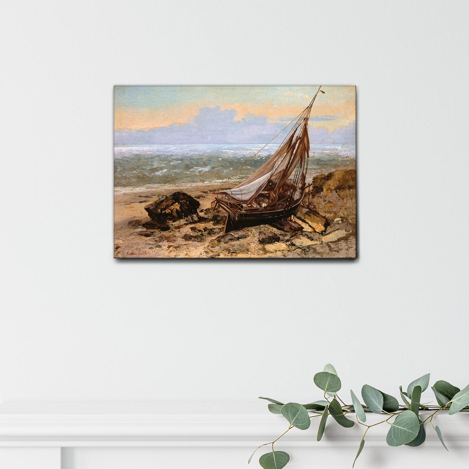 Giallobus - Quadro - Gustave Courbet - La barca da pesca - Tela canvas - 100x70 - Pronto da appendere - Quadri moderni per la casa