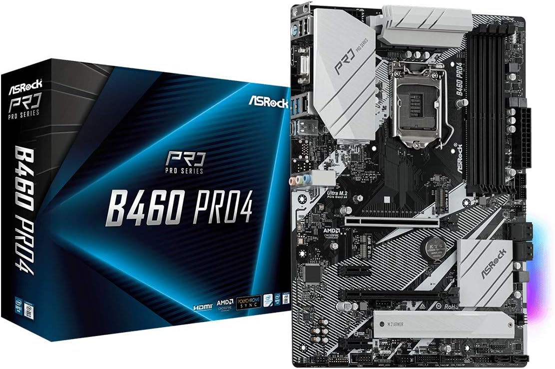 ASROCK B460 PRO4 Supports 10th Gen Intel® Core. Processors (Socket 1200) Motherboard