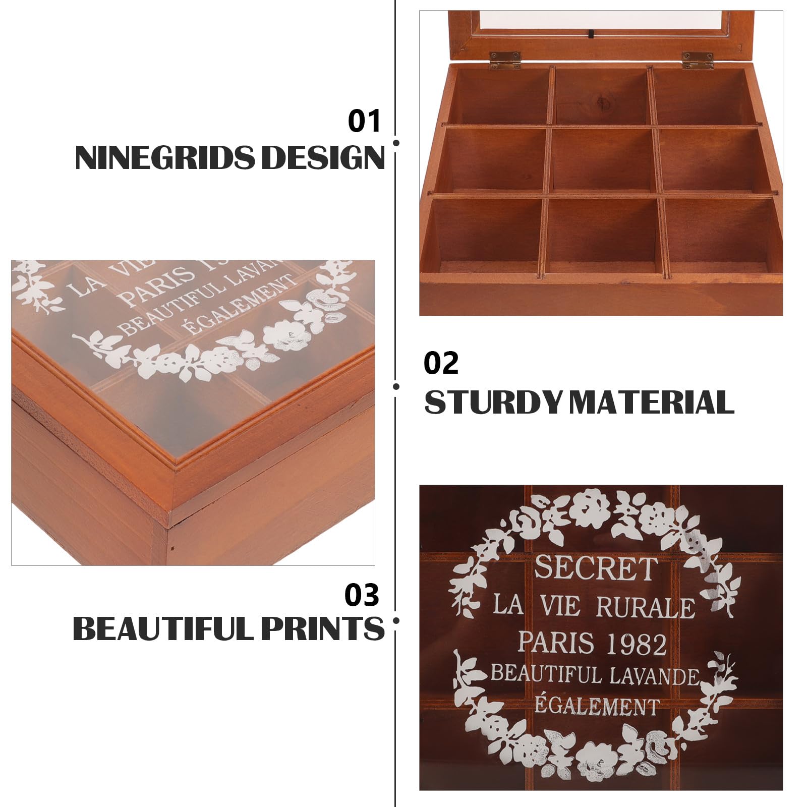 Scatola Porta Cosmetici Organizer Vintage in Acrilico e Legno con 9 Scomparti per e, per Casa e Mensola