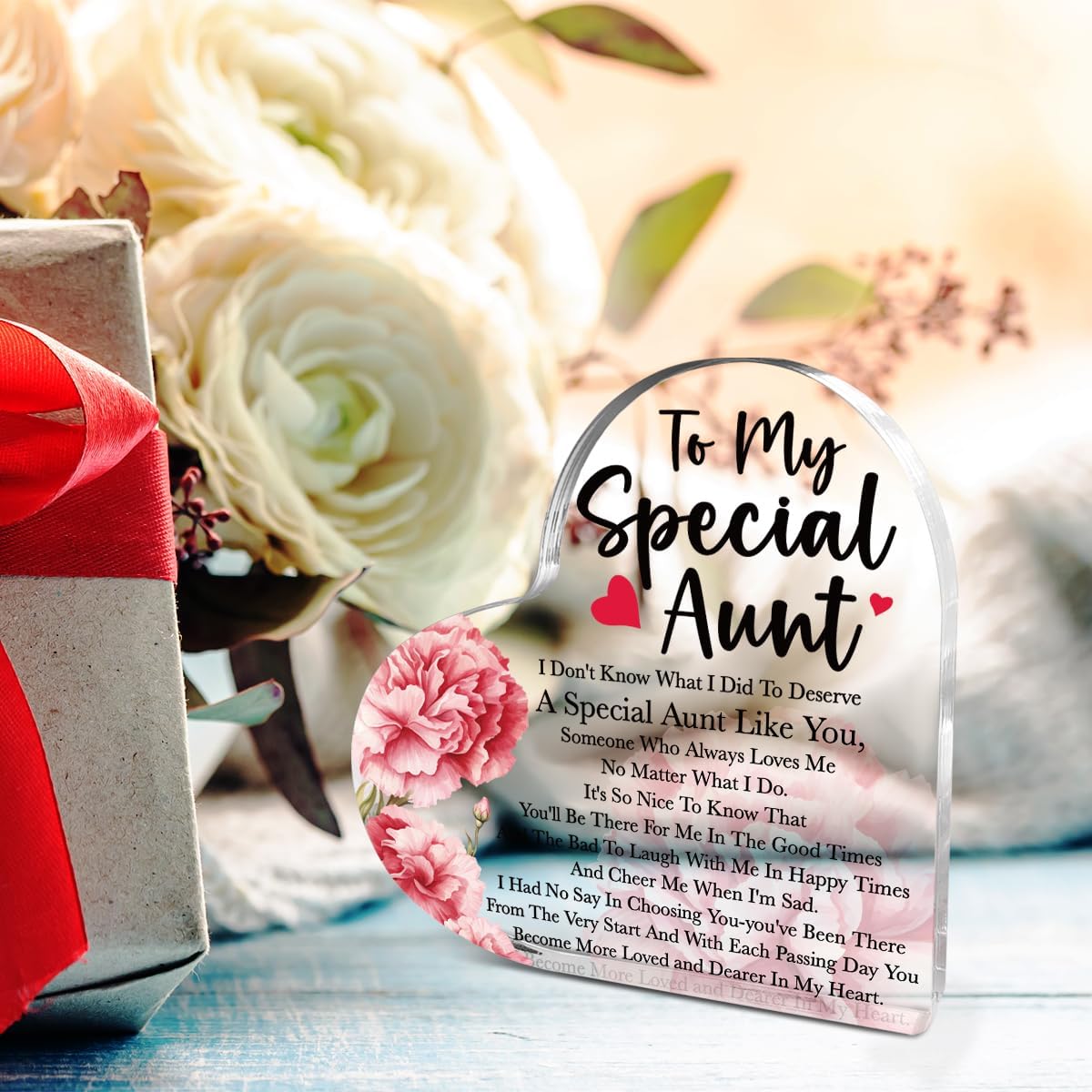 Gifts for Aunt from Niece Nephew,Gifts for Aunt Birthday Thanksgiving Christmas,A Special Aunt Like You Sign Lotus Acrylic Plaque 4.5x4.5 Inches - Image 7