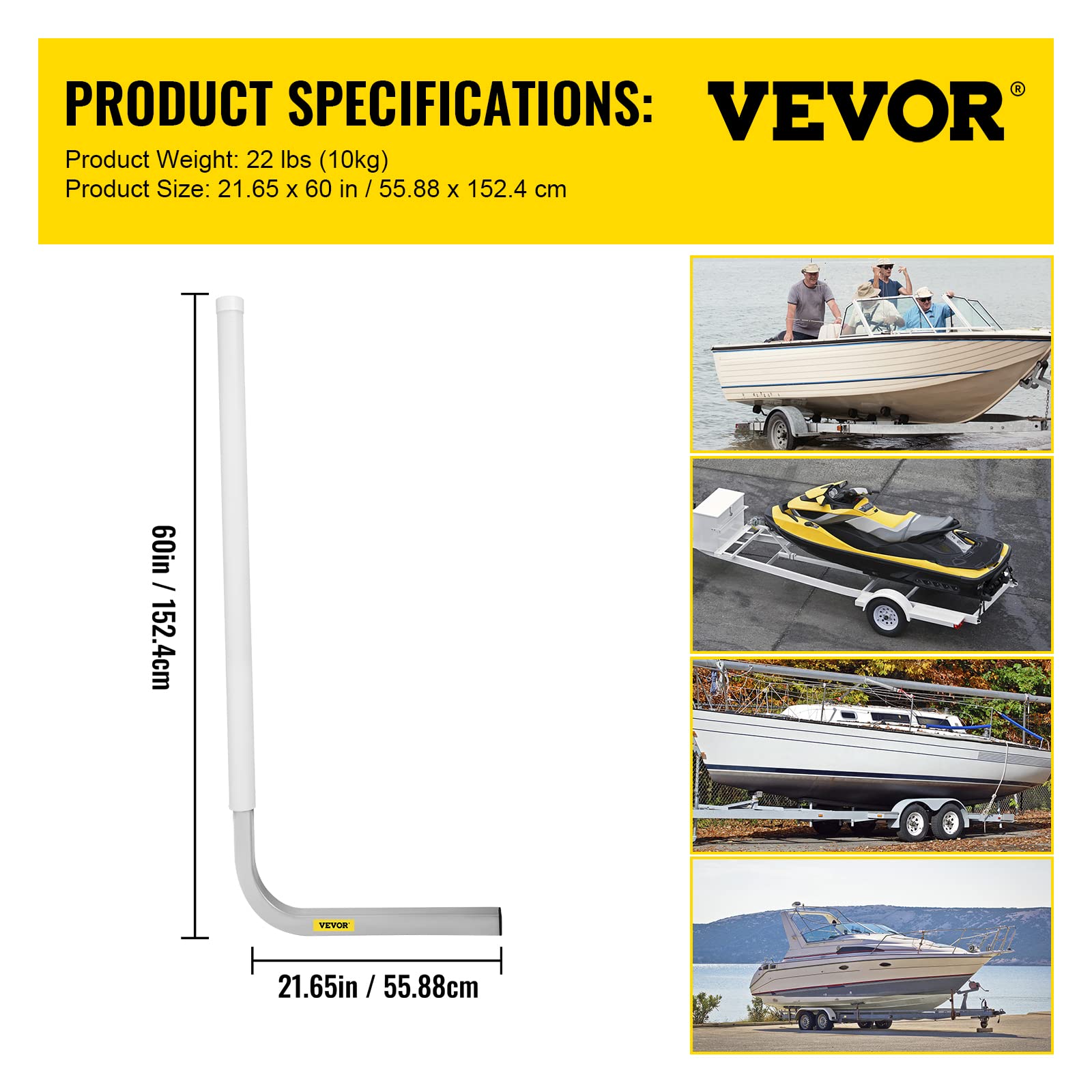 Trailer Post Rudder Attachment VEVOR Boat Trailer Guide-on,Trailer Post Guide ons, with White PVC Tube ...