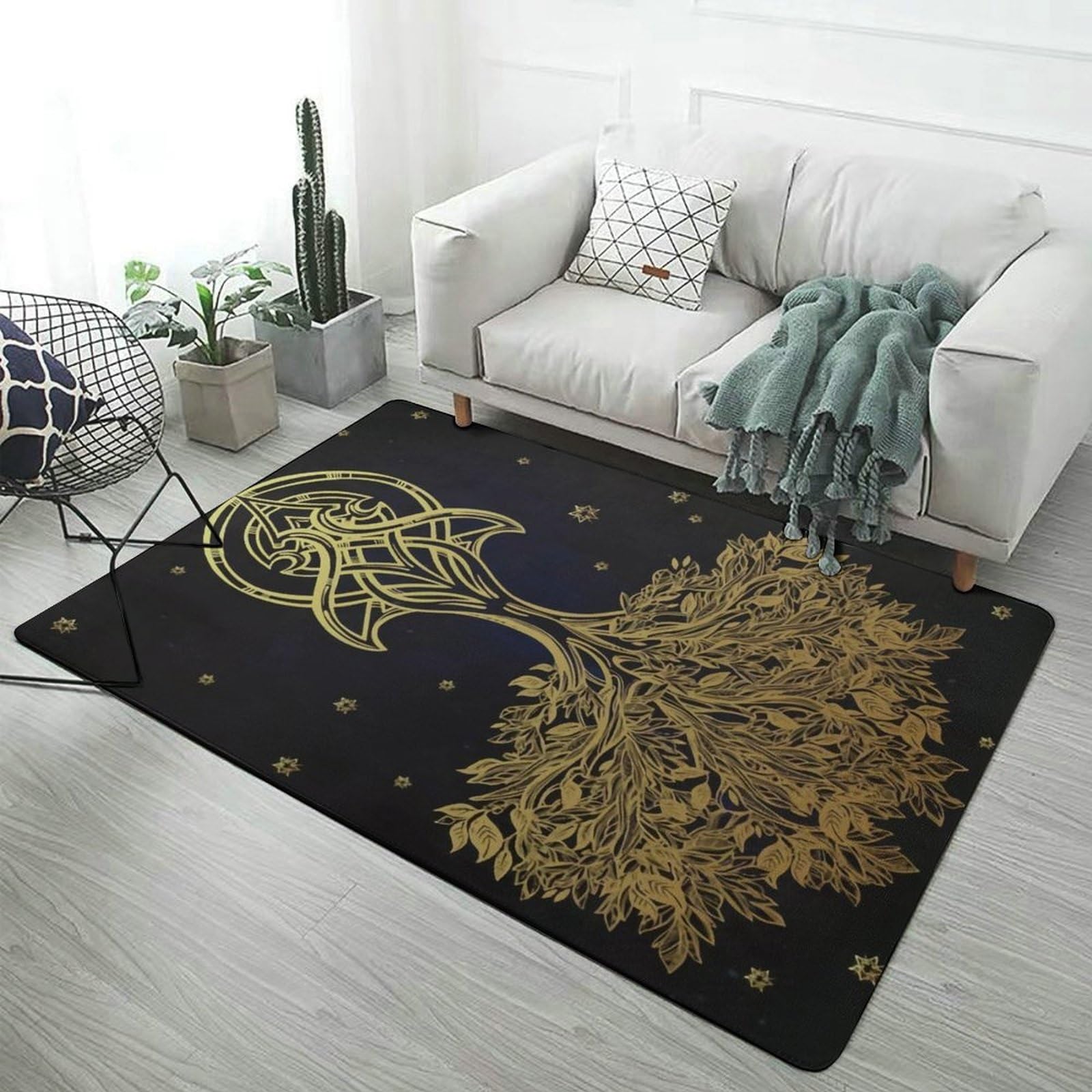 Tapis de sol rectangulaire pour le bureau et la maison avec motif Viking doux