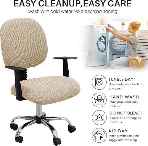Vista 64 de MIFXIN Funda elástica elástica para silla de computadora, 2 piezas, de punto, universal, para silla de computadora, protector de muebles