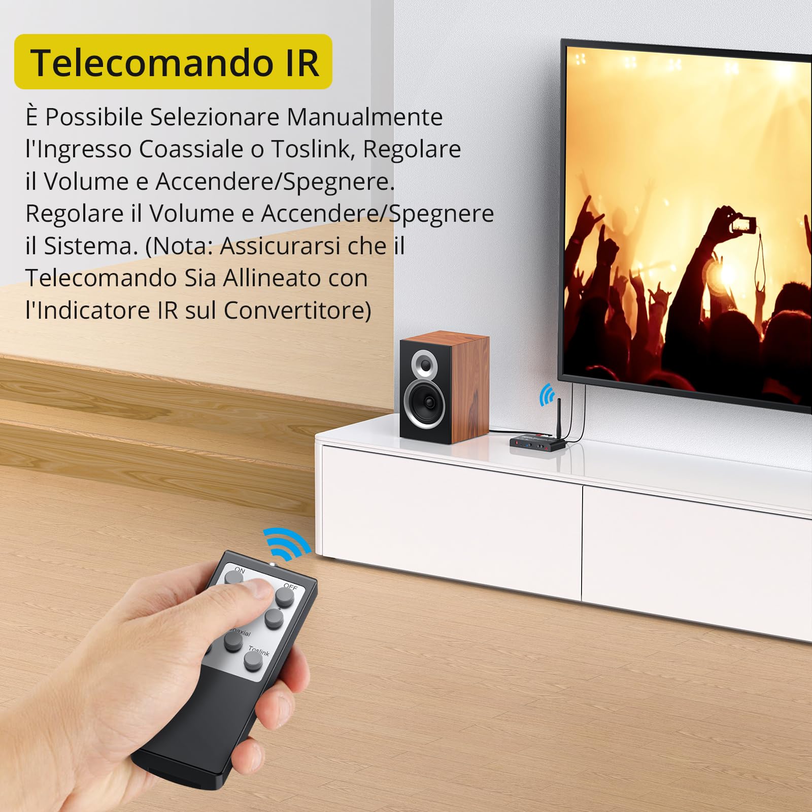 PROZOR Convertitore DAC con Telecomando IR Convertitore Audio con Ricevitore Bluetooth Adattatore Audio Digitale ad Analogico Supporta Controllo Volume/Muto/ON/OFF DAC Telecomando LPCM/PCM