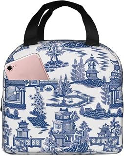 Blue Willow Ancient Ming Chinoiserie Reusable Insulated Lunch Bag, 8.5"x8"x5"