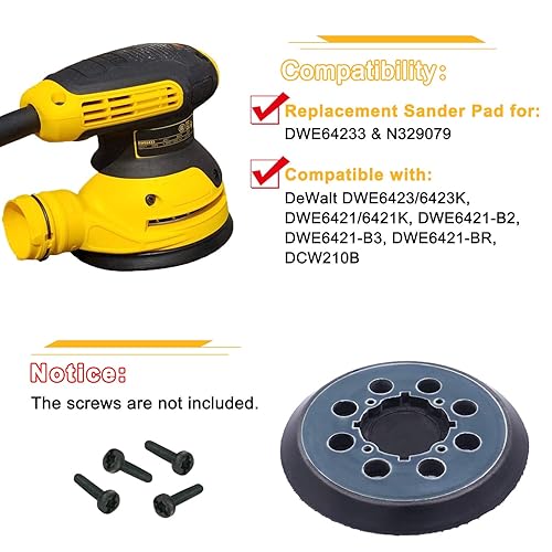 Miniatura 2 de Paquete de 4 almohadillas de lijado de repuesto de gancho y bucle de 5 pulgadas para DeWalt DWE64233 y N329079 compatibles con DWE64236423K