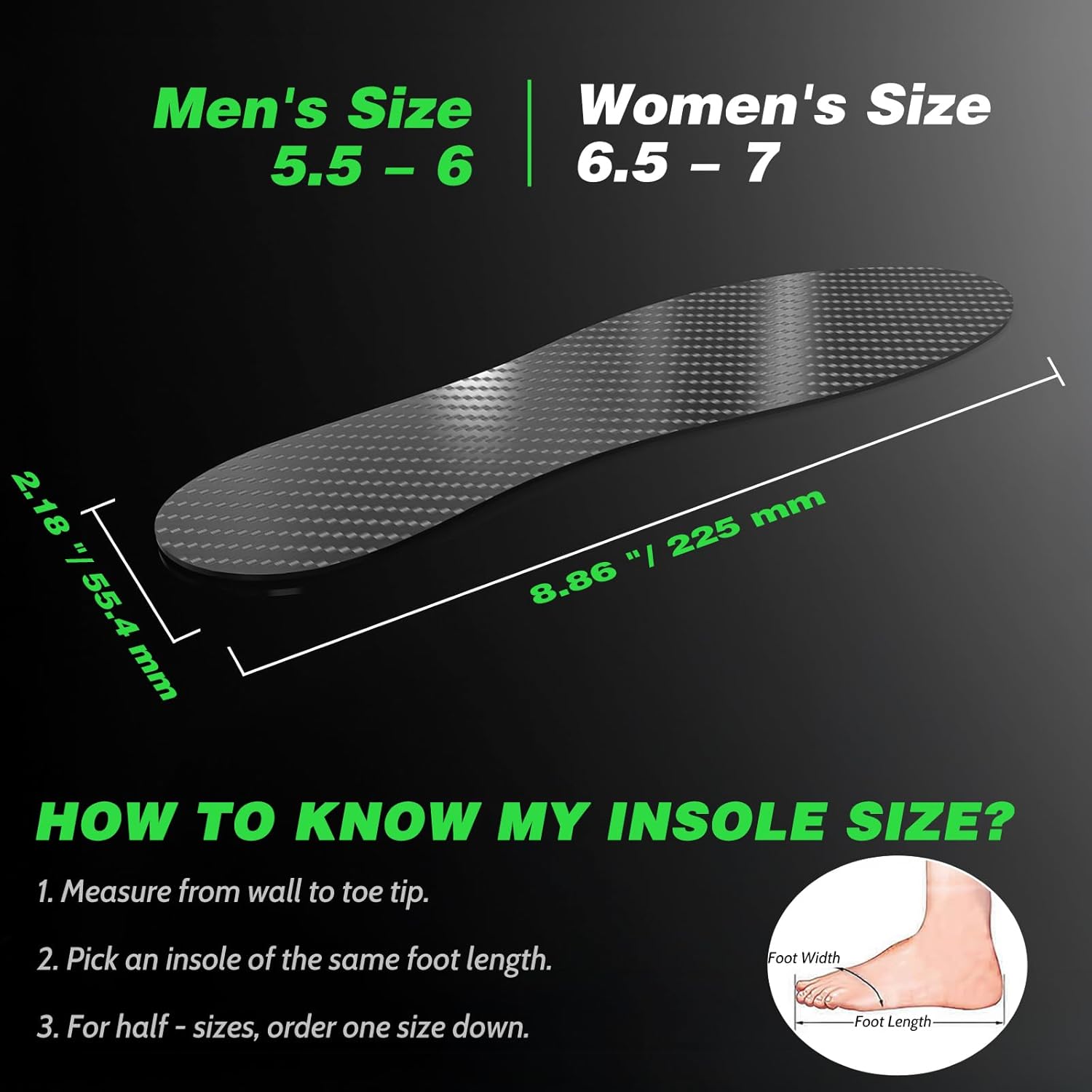 Carbon Fiber Insole, for Turf Toe, Foot Fractures, Hallux Rigidus, Limitus, Rigid Insert for Sports, Hiking, Trekking, Basketball, Running, Alternative to Post Op Shoe 225mm - Image 6